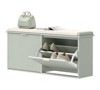 Homcom Shoe Storage Bench With Cushion And Flip-Drawer 104X26X47.5Cm In Green Green