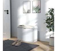 HOMCOM Shoe Storage Bench with Cushion and Flip-Drawer 62x26x47.5cm Green - White