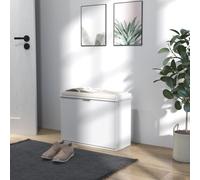 HOMCOM Shoe Storage Bench with Cushion and Flip-Drawer 62x26x47.5cm White, White