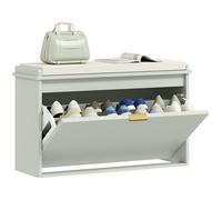 HOMCOM Shoe Storage Bench with Cushion and Flip-Drawer 80x26x47.5cm Green - Green