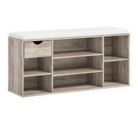 HOMCOM Shoe Storage Bench with Cushion - Grey