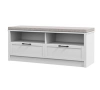 HOMCOM Shoe Bench with Removable Cushion, Open Compartments and Drawers