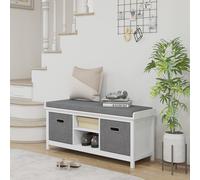HOMCOM Shoe Storage Bench with Seat Shoe Storage Bench with Adjustable Shelf in White HOMCOM White