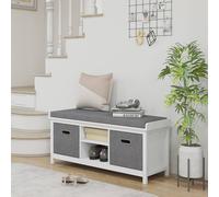 HOMCOM Shoe Storage Bench with Seat Shoe Storage Bench with Adjustable Shelf in White HOMCOM White