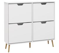 HOMCOM Shoe Storage Cabinet: 4 Flip Drawers, Accommodates 16 Pairs, Space-Saving, White Aosom UK