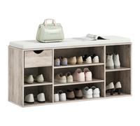 Shoe Storage Cabinet Bench w/ Cushion Adjustable Shelves Grey HOMCOM Grey One Size
