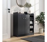 HOMCOM Shoe Storage Cabinet Footwear Rack Stand w/Adjustable Shelves Black HOMCOM Black