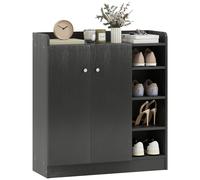 HOMCOM Shoe Storage Cabinet Footwear Rack Stand w/Adjustable Shelves Black | TJ Hughes