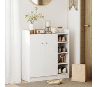 HOMCOM Shoe Storage Cabinet Footwear Rack Stand - White, White