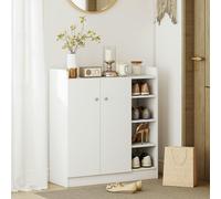HOMCOM Shoe Storage Cabinet Footwear Rack Stand - White, White
