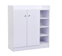 homcom Shoe Storage Cabinet Two Doors w/Adjustable 4 Shelves Cupboard Footwear Rack Stand Organiser Hallway White