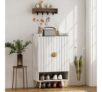 Homcom Shoe Storage Cabinet With 2 Doors For 15 Pairs Of Shoes, White