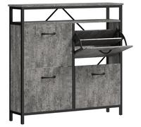 HOMCOM Shoe Storage Cabinet with 4 Flip Drawers and Open Shelf, Stylish & Practical Storage Solution, Cement Grey Aosom UK