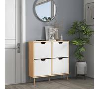 Homcom Shoe Storage Cabinet With 4 Flip Drawers For 16 Pairs Of Shoes In Natural Natural One Size