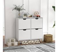 Homcom Shoe Storage Cabinet With 4 Flip Drawers For 16 Pairs Of Shoes In White White