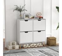 Homcom Shoe Storage Cabinet With 4 Flip Drawers For 8-16 Pairs, White