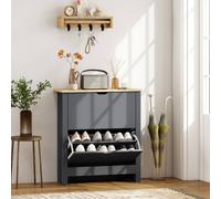 HOMCOM 12-Shoe Storage Cabinet 4 Shelves 2 Drawers Tabletop Charcoal Grey, Grey