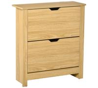 Homcom Shoe Storage Cabinet With Flip Drawers Shelves Tabletop In Natural Natural