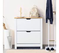 Homcom Shoe Storage Cabinet With Flip Drawers Shelves Tabletop In White