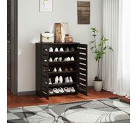 HOMCOM Shoe Storage Cabinet with Slatted Doors for 15 Pairs of Shoes Brown - Dark brown