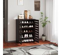 Homcom Shoe Storage Cabinet With Slatted Doors For 15 Pairs Of Shoes Brown In Black Black