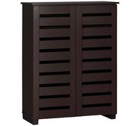 HOMCOM Shoe Storage Cabinet with Slatted Doors for 15 Pairs of Shoes Brown, Brown