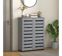 HomCom Shoe Storage Cabinet - Slatted Doors for 15 Pairs - Dark Grey
