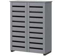 HomCom Shoe Storage Cabinet - Slatted Doors for 15 Pairs - Dark Grey