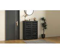 HomCom Shoe Storage Cabinet with Slatted Doors: Grey