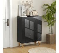 HOMCOM Shoe Storage Cabinet w/ Soft-close Hinges And Adjust Shelves, Black