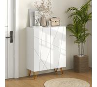 HOMCOM Shoe Storage Cabinet w/ Soft-close Hinges And Adjust Shelves, White, White