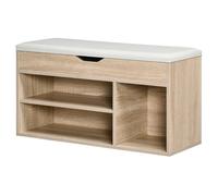 Homcom Sit-On Shoe Storage Unit W/ Hidden Compartment Handles Grey, Oak