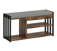 HOMCOM Shoe Storage with Seat, Upholstered Entryway Bench, Shoe Bench with 3 Open Shelves for Hallway, Rustic Brown