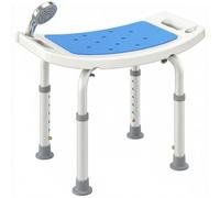 HOMCOM Shower Chair, Adjustable Height Shower Stool with Aluminium Frame and Non-Slip Feet, Bathtub Stool Seat with Padded Seat for Elderly Disabled Handicap, Blue