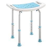 HOMCOM Shower Chair, Adjustable Height Shower Stool with Aluminium Frame and Non-Slip Feet, Bathtub Stool Seat for Elderly Disabled Handicap, Turquoise