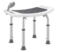 HOMCOM Shower Chair, Adjustable Height Shower Stool with Aluminium Frame and Non-Slip Feet, Bathtub Stool Seat with Padded Seat for Elderly Disabled