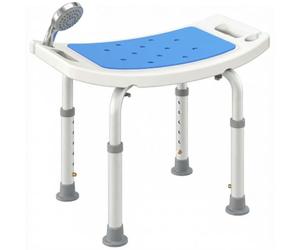HOMCOM Shower Chair, Adjustable Height Shower Stool with Aluminium Frame and Non-Slip Feet, Bathtub Stool Seat with Padded Seat for Elderly Disabled Handicap, Blue
