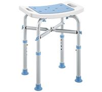 HOMCOM Shower Chair for the Elderly and Disabled, Adjustable Padded Shower Stool with Built-in Handle and Non-slip Suction Foot Pads, Light Blue