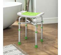 HOMCOM Shower Chair for the Elderly and Disabled, Adjustable Padded Shower Stool with Built-in Handle and Non-slip Suction Foot Pads, Green Green