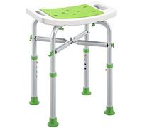 HOMCOM Shower Chair for the Elderly and Disabled, Adjustable Padded Shower Stool with Built-in Handle and Non-slip Suction Foot Pads, Green