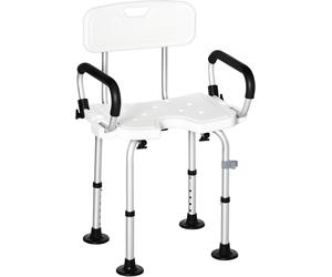 HOMCOM Shower Chair for the Elderly and Disabled, Height Adjustable, White
