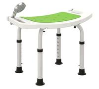 HOMCOM Shower Chair Height-Adjustable Bath Stool for Elderly Green | Aluminium Frame, Non-Slip Feet, Bathtub Stool Seat, Padded Seat, Disabled Handicap