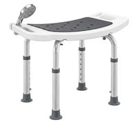 HOMCOM Shower Chair Height-Adjustable Bath Stool for Elderly Grey | Aluminium Frame, Non-Slip Feet, Bathtub Stool Seat, Padded Seat, Disabled Handicap