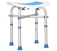 HOMCOM Shower Chair, Shower Stool for Elderly Disabled, Blue | Adjustable Padded, Built-in Handle, Non-slip Suction Foot Pads