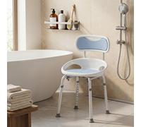 HOMCOM Shower Chair with Back and Enclosed Side Support, 136 kg | Bath Chair for Elderly, Aluminium Alloy, Adjustable Height, Anti-slip Shower Bench for Seniors, Tool-Free Assembly