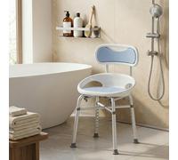 HOMCOM Aluminium Alloy Shower Chair with Back and Enclosed Side Support, Bath Seat with Adjustable Height, Anti-slip Shower Bench for Seniors, Tool-Free Assembly, 136 kg