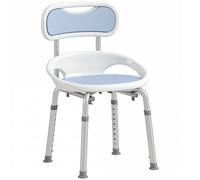 HOMCOM Shower Chair with Back, Adjustable Height, Side Support in White HOMCOM White