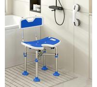 HOMCOM Shower Chair with U-Shaped Cutout, Height Adjustable Shower Chair - Blue