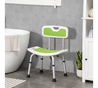 HOMCOM Shower Chair for the Elderly and Disabled, 6-Level Height Adjustable Shower Stool with Backrest, Curved Seat, Anti-slip Foot Pads and Shower Head Holder, Green
