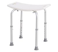 HOMCOM Height Adjustable Shower Stool, Aluminium Shower Chair, Non-Slip Bath Stool for Elderly, Disabled, Seniors, Pregnant, White